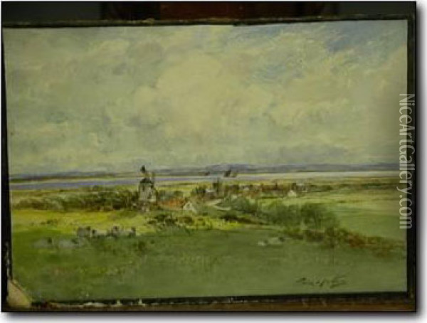 The Dee From Above Heswall, Cheshire Oil Painting - Thomas Swift Hutton