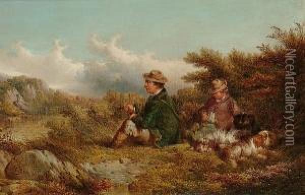 Landscape With Figures And Dogs In The Foreground Oil Painting - Paul Jones