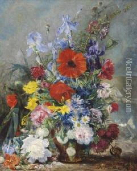 Bouquet De Fleurs Oil Painting - Hubert Bellis