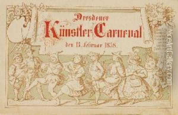 Dresdener Kunstler Carneval Oil Painting - Adrian Ludwig Richter