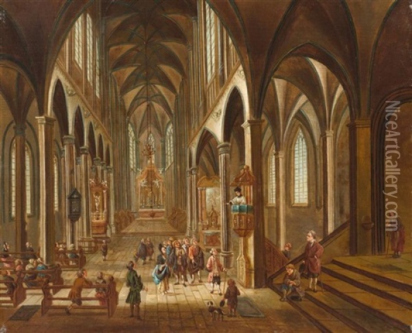 Kircheninterieur Mit Figurenstaffage Oil Painting - Johann Friedrich Morgenstern