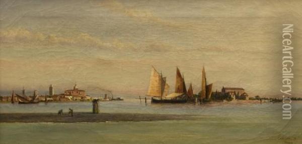 Venezia, Vele In Laguna Oil Painting - Giovanni Lavezzari