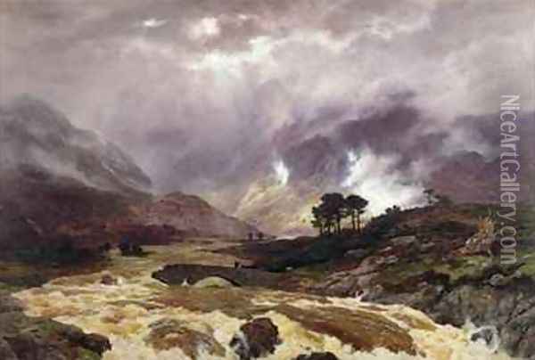 A Spate in the Highlands Oil Painting - Peter Graham