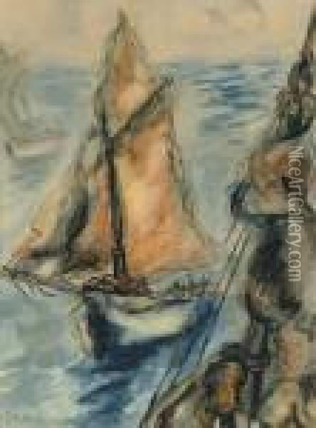 Sailboats Oil Painting - Issachar ber Ryback