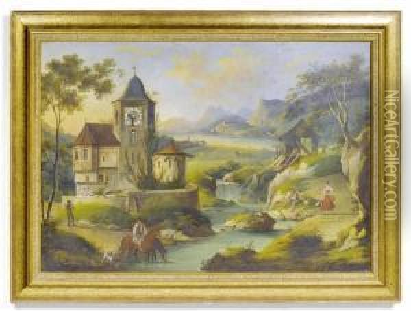 Landscape Near Bayrisch Waidhofen Oil Painting - C.L. Hoffmeister