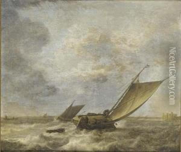 Shipping In A Stiff Breeze Oil Painting - Jan Porcellis