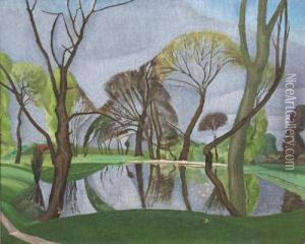 Pool And Trees Oil Painting - John Nash
