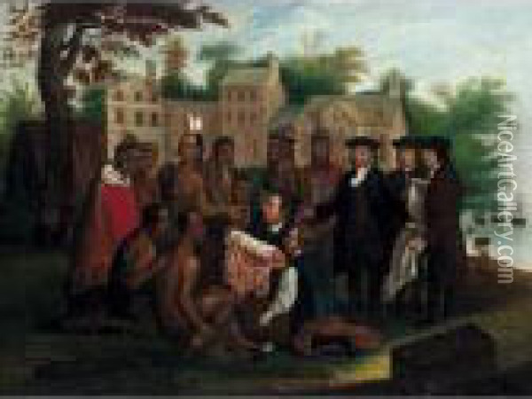 Penn's Treaty With The Indians Oil Painting - Edward Hicks