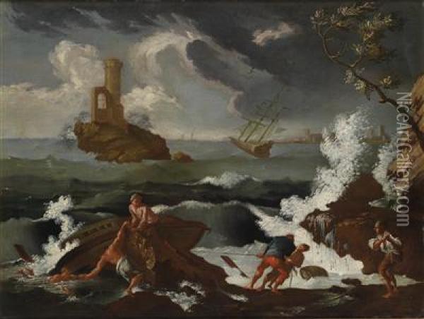 A Tempest At Sea Oil Painting - Antonio Marini