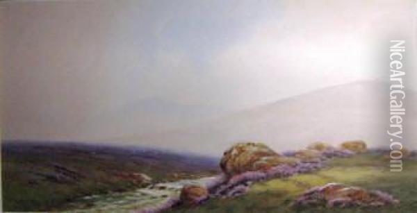 'highland Scene', Watercolour, 32cm X 63.5cm, Signed, Framed Oil Painting - John Blake Macdonald