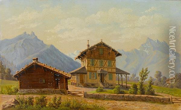 Three Swiss Views Oil Painting - Louis Durand