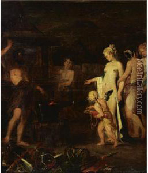 Venus In The Forge Of Vulcan Oil Painting - Jacob van Loo