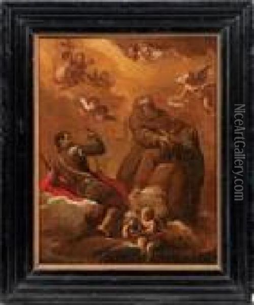 Heiligenszene Mitfranziskanern Im Himmel Oil Painting - Bartolome Esteban Murillo