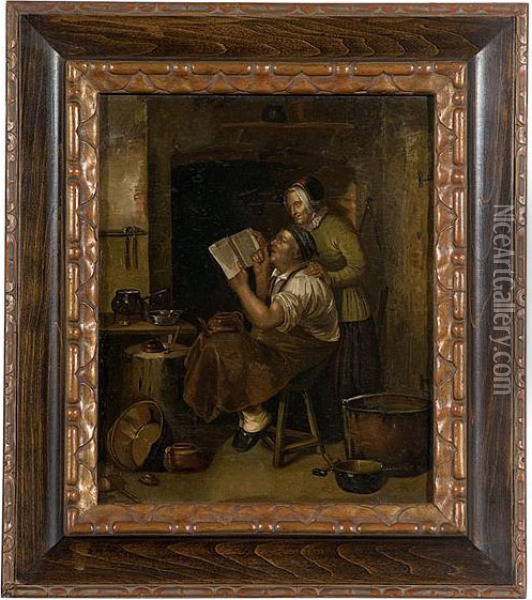 Genre Scene Oil Painting - Jan Steen