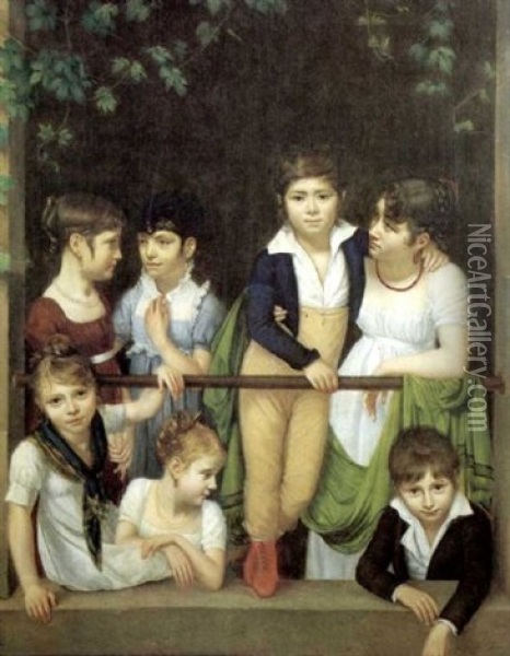 Enfants Au Balcon Oil Painting - Bernard Gaillot