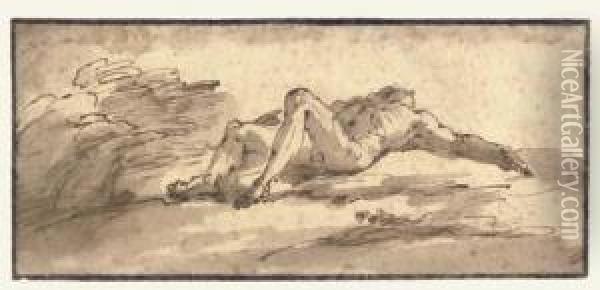 A Nude Sprawled On His Back Oil Painting - Ubaldo Gandolfi