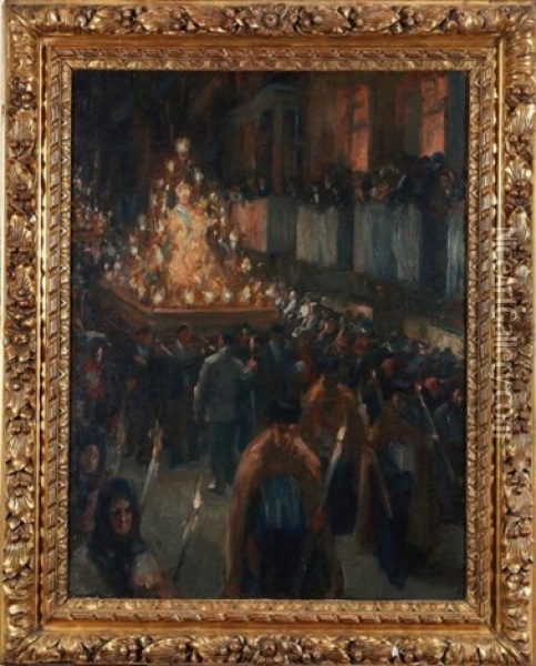 La Procession En Espagne Oil Painting - Henri Achille Zo