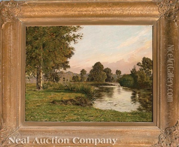 Water Meadows In France Oil Painting - Ferdinand Jules Albert Gosselin