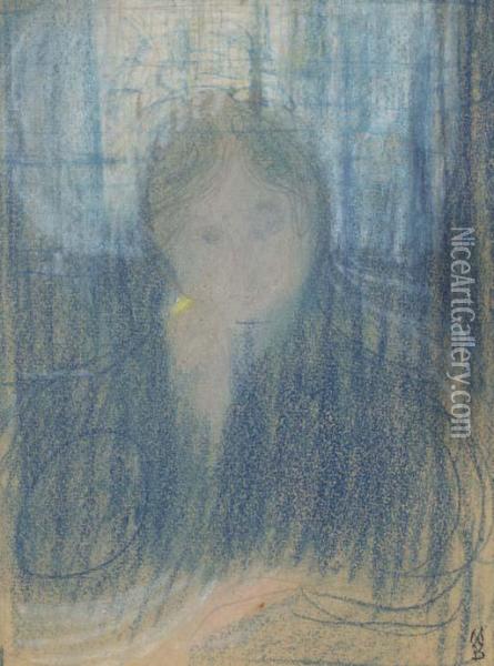Femme En Bleu (recto); Foret (verso) Oil Painting - Maurice Denis