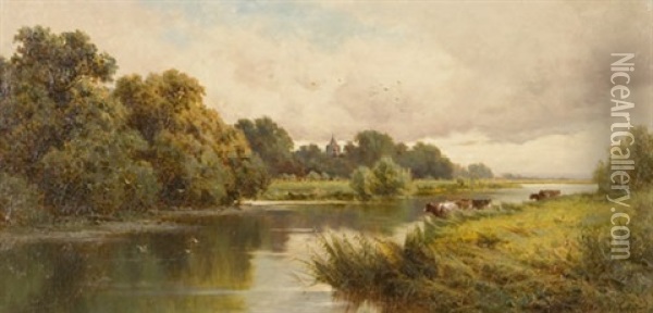 By The River Oil Painting - Henry H. Parker
