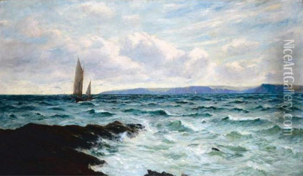 Cornish Coastal Scene Oil Painting - Charles Napier Hemy