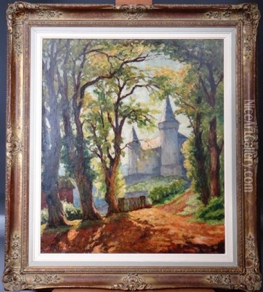 Morning At The Feudal Castle Of Veves Oil Painting - Francois Gaillard