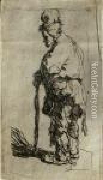 A Beggar Leaning On A Stick Oil Painting - Rembrandt Van Rijn