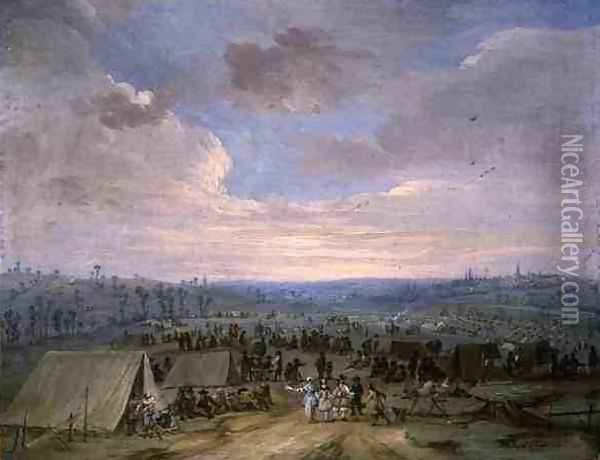 A Cavalry Encampment Oil Painting - Robert van den Hoecke