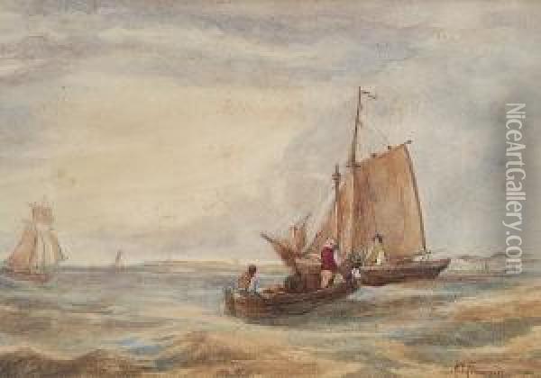 Off The Norfolk Coast Oil Painting - Alfred Stannard