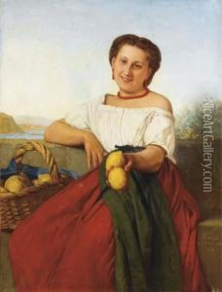 La Marchande De Citrons Oil Painting - Leopold Durangel