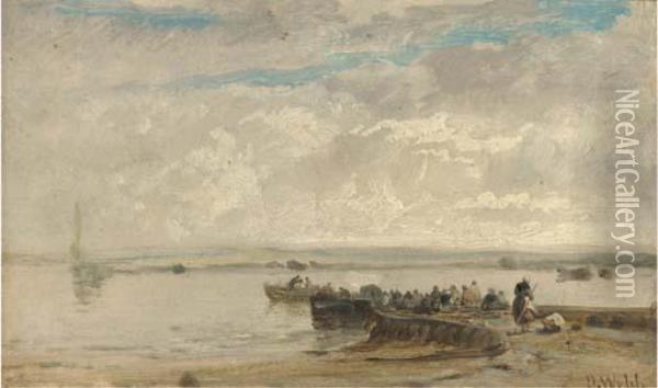 On The Dutch Coast Oil Painting - James Webb