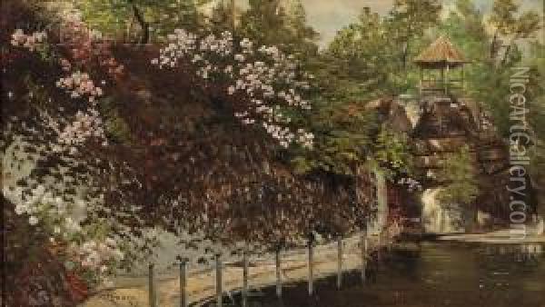 Path To The Park Gazebo, Katonah Park, New York Oil Painting - Nelson Augustus Moore
