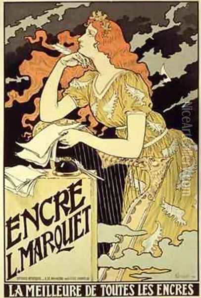Reproduction of a poster advertising Marquet Ink Oil Painting - Eugene Grasset
