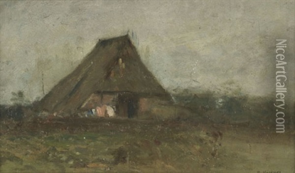 Bauernhaus Mit Wascheleine Oil Painting - Rudolf Hoeckner