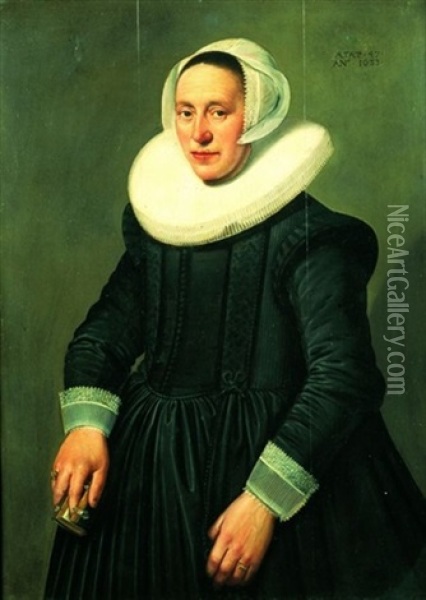 Portrait De Femme A La Collerette Oil Painting - Nicolaes Eliasz Pickenoy