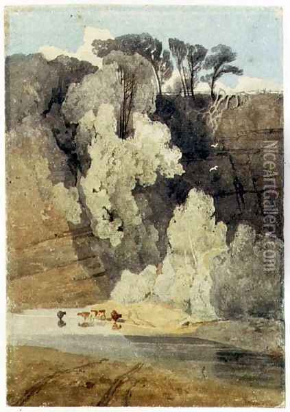 On the River Greta, Yorkshire Oil Painting - John Sell Cotman