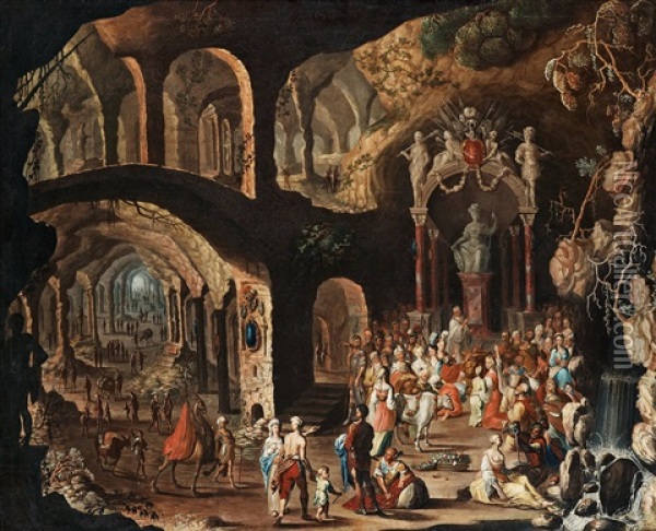The Triumph Of Minerva Oil Painting - Johann Franz Haberstroh