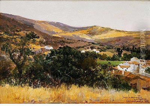 Paisaje De Casarabonela, Malaga Oil Painting - Jose Lupianez y Carrasco