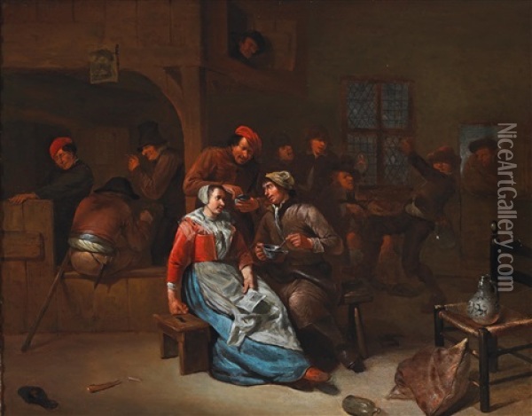 A Tavern Interior Oil Painting - Cornelis Pietersz Bega