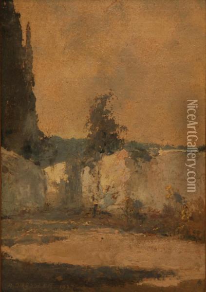 Paesaggio Assolato Con Muri Bianchi Oil Painting - Alberto Dressler