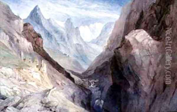 A view of Monte Viso and the Source of the River Po Oil Painting - William Brockedon