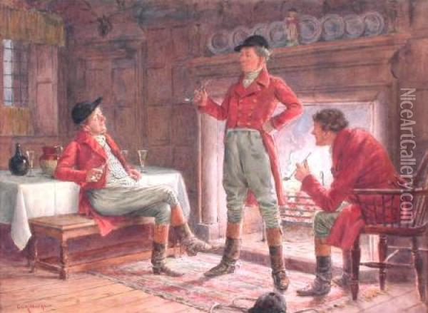 Boasting By The Fire After The Hunt Oil Painting - George Goodwin Kilburne