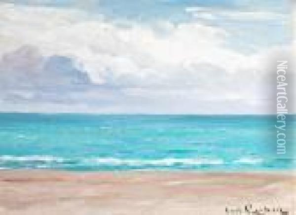 Seascape. Signed Carl Locher Oil Painting - Carl Locher