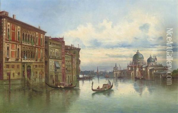 On The Grand Canal Before Santa Maria Della Salute, Venice Oil Painting - Karl Kaufmann