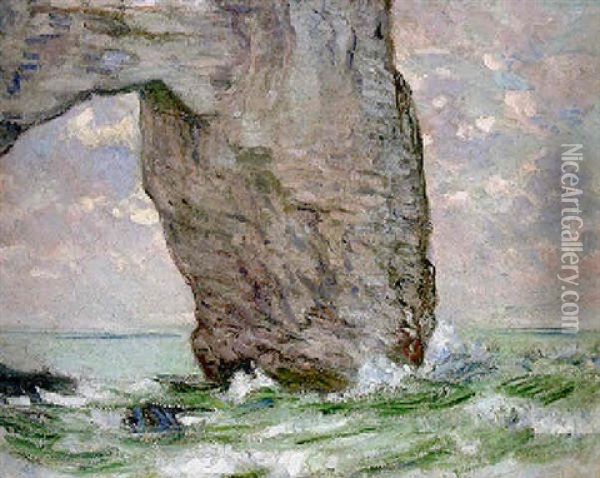 La Manneporte Vue En Aval Oil Painting - Claude Monet