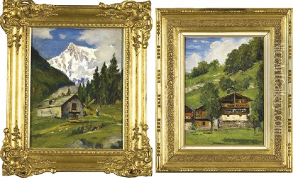 Paesaggi Montani (2 Works) Oil Painting - Giovanni Colmo