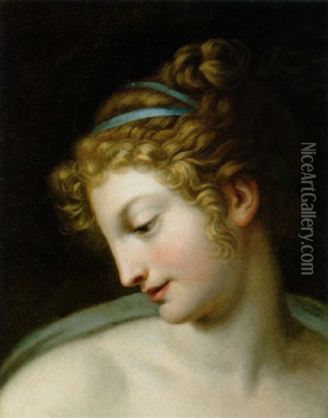 Bildnis Einer Dame Im Profil Oil Painting - Anne-Louis Girodet de Roucy-Trioson