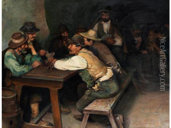 Bartige Bauern Beim Kartenspiel Oil Painting - Wilhelm Smith