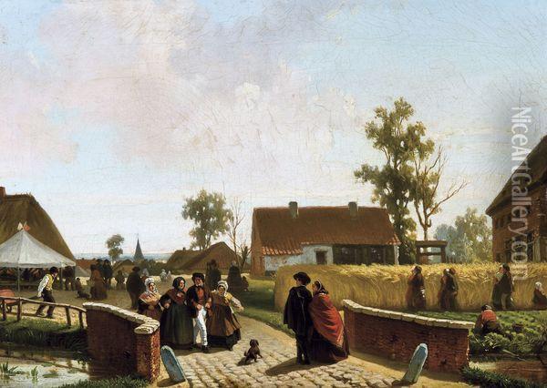 Kermesse Dans Le Village Oil Painting - Florent Nicolas Crabeels