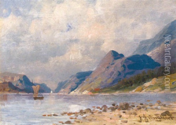 Norwegische Landschaft Oil Painting - Johann Jungblut